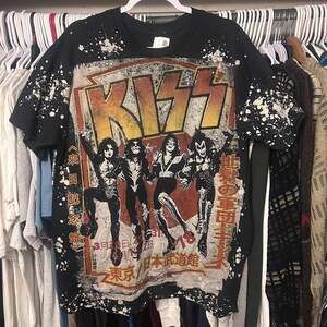 Havok by Liquid Blue KISS Japanese Tour 1978 Bleach Splatter T-Shirt Size L